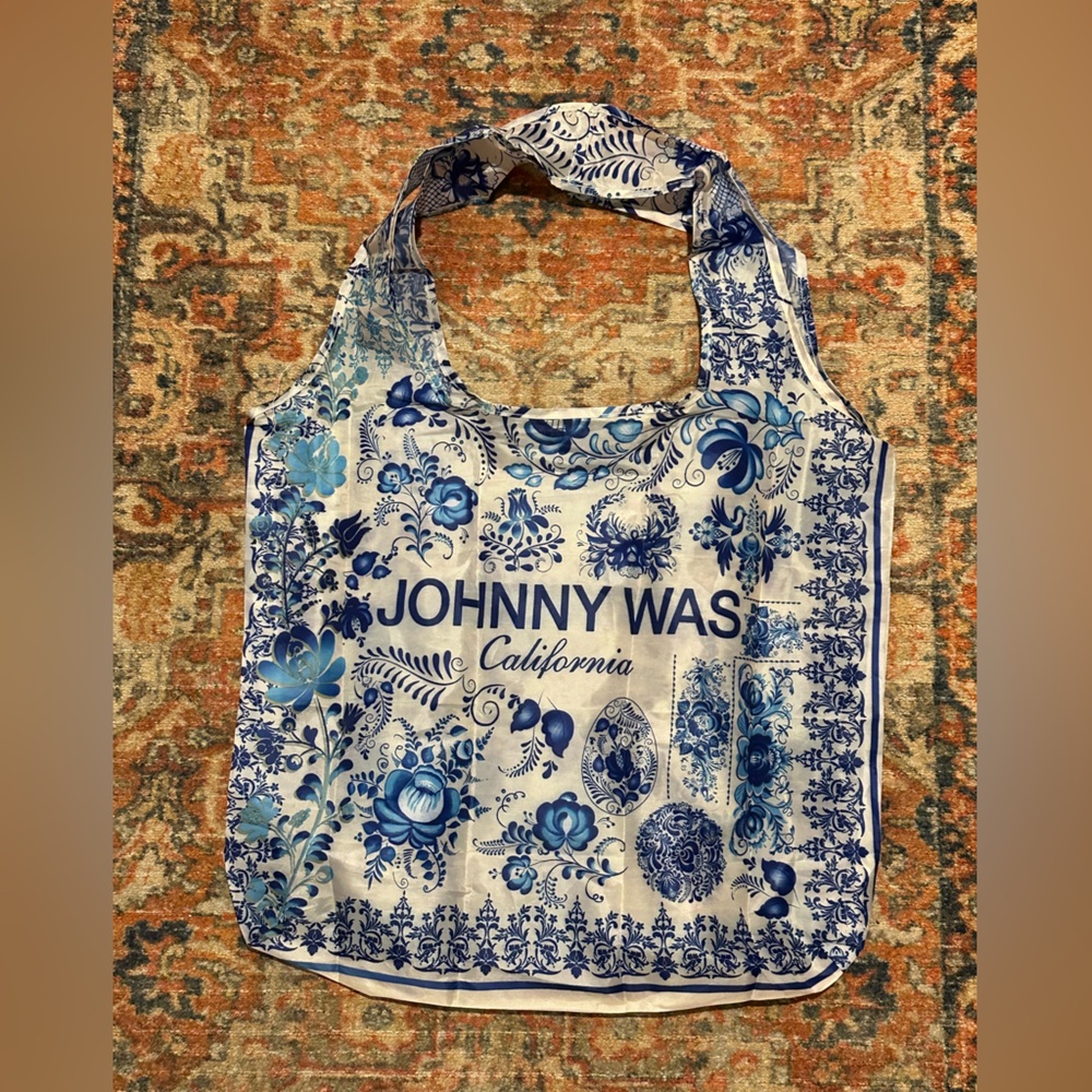 Johnny Was White and Blue Floral Market Tote